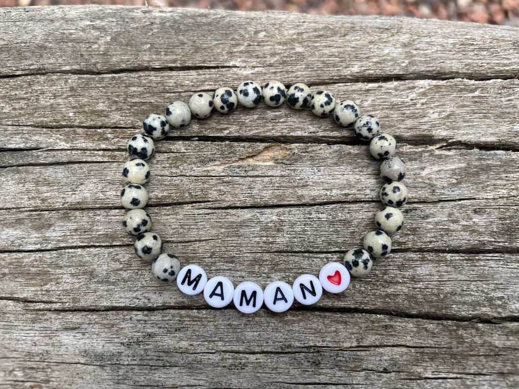 Bracelet spécial Fête des Mères en Jaspe Dalmatien naturel