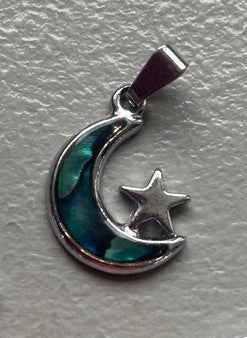 Collier Pendentif Lune et Etoile en nacre abalone