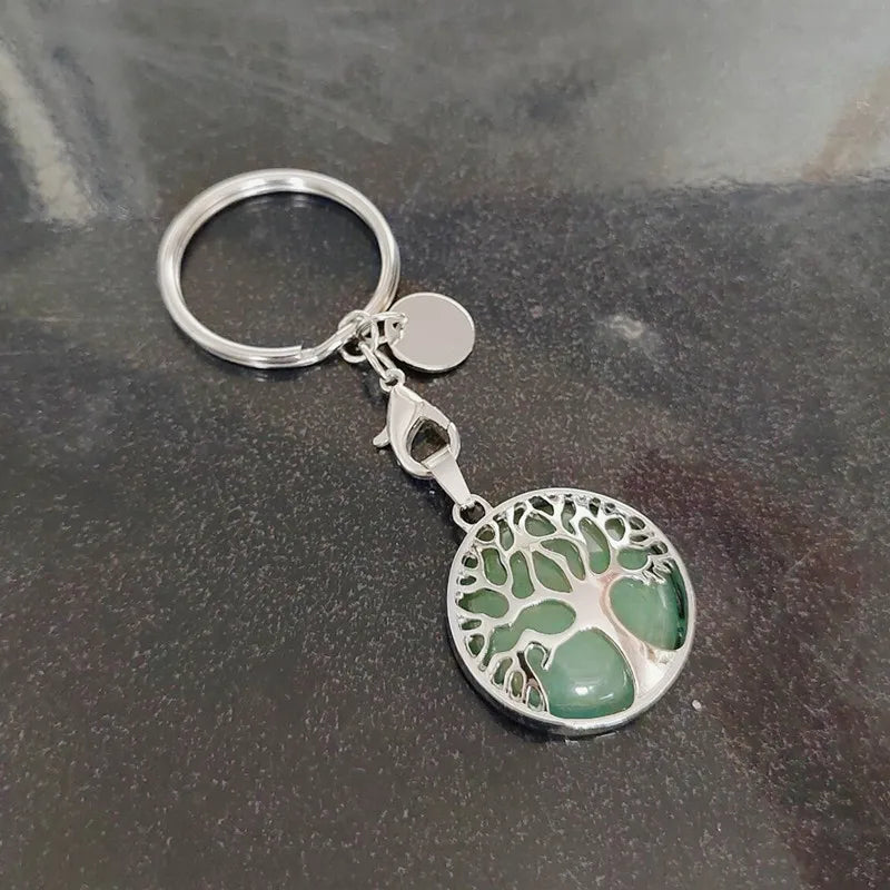 Porte-clefs / bijou de sac en Aventurine - Arbre de vie