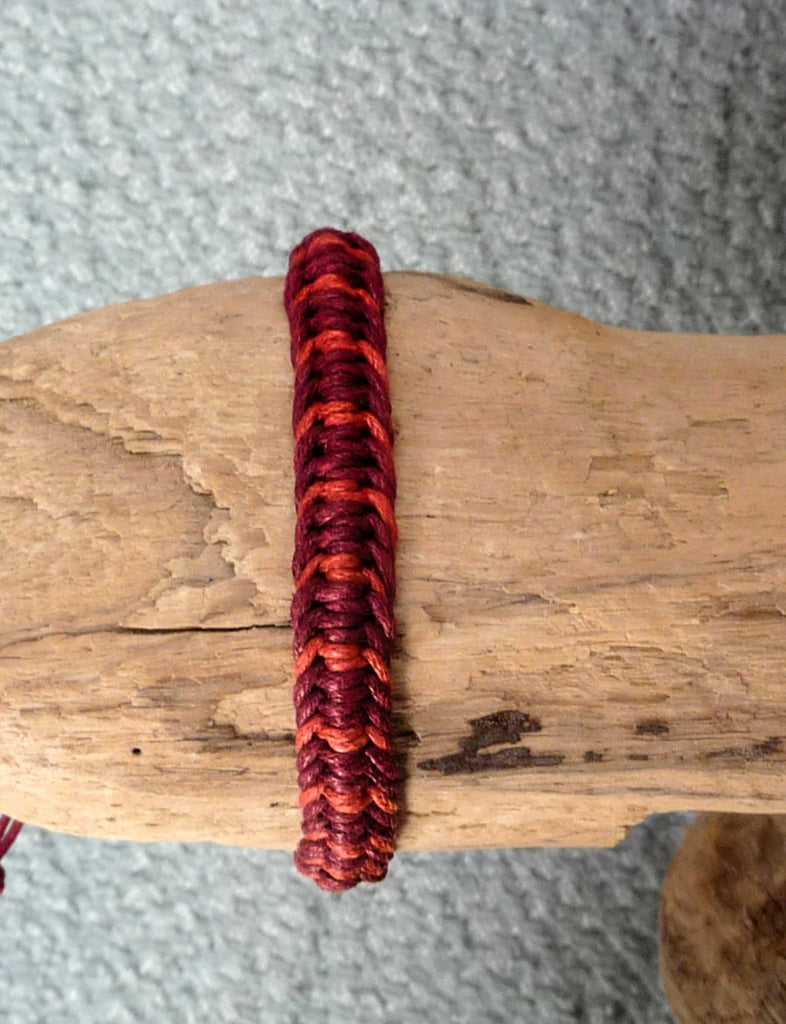 Bracelet unisexe réglable amitié porte bonheur en coton rouge et bordeaux