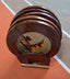 5 sous-verres et leur support en bois marqueterie de Madagascar