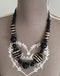 Collier ethnique perles en os de buffle et perles en bois