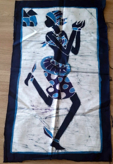 Batik africain du Burkina Faso, toile noire épaisse- Danseuse