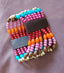 Bracelet manchette ethnique multicolore en bois de manguier