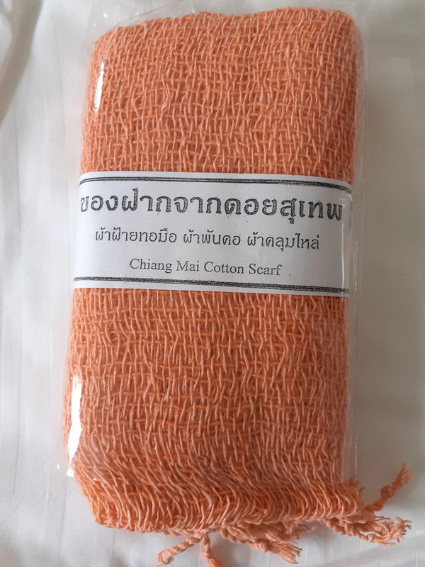 Echarpe blanche en 100 % coton tissée à la main artisanat de Thaïlande