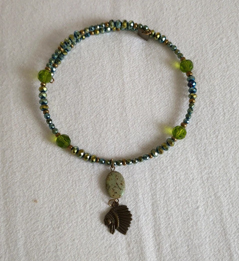 Collier ethnique Amérindien en perles et pierre