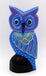  CHOUETTE HIBOU BLEU EN BOIS PEINT 21,5 CM