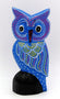 Chouette hibou bleu en bois peint 21 cm Celuk