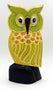 Chouette hibou jaune en bois peint 18 cm Cucukan