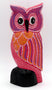 Chouette hibou rose en bois peint 18 cm Tembok