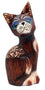 Chat marron en bois peint yeux bleus verts