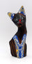 Chat bleu en bois peint peinture or museau rouge 15 cm Gunungsari