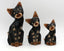 Famille de 3 statuettes chats et chaton en bois Pujungan
