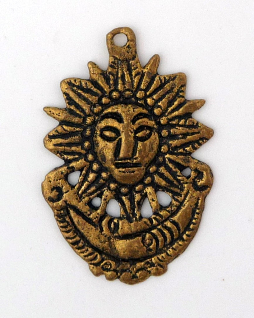  PENDENTIF SOLEIL LUNE INCA AZTÈQUE EN BRONZE