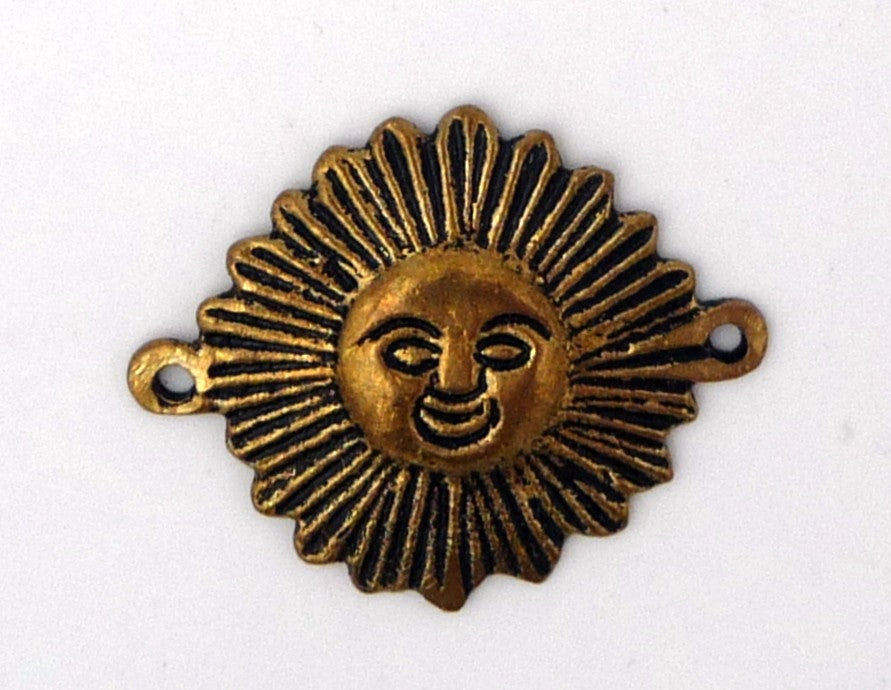 Pendentif soleil inca aztèque précolombien en bronze artisanat Pérou