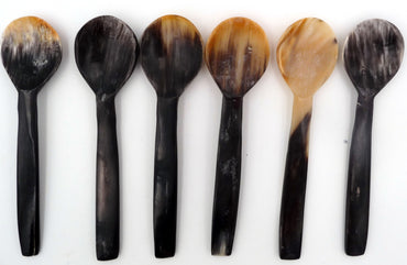 6 cuillères à café, moka, etc... en corne de zébu bio Madagascar 12 cm