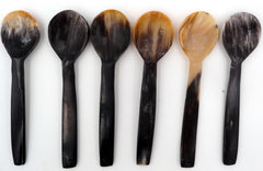 6 Cuillères à épices En Corne De Zébu – 6 Cm, Artisanat Madagascar
