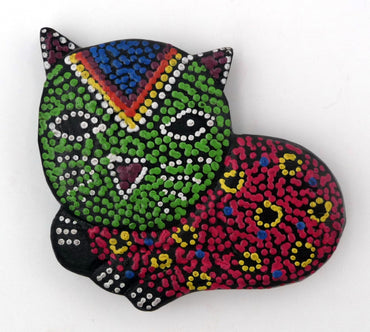 Magnet chat en bois peint