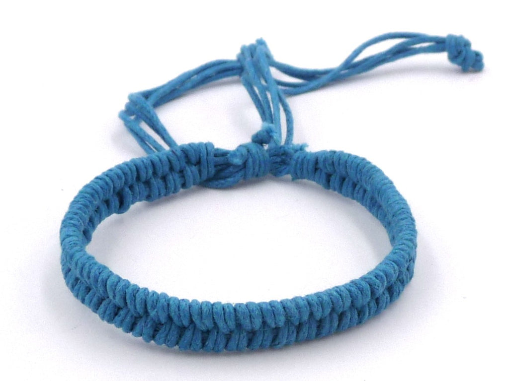 Bracelet Brésilien amitié bleu turquoise 100 % coton