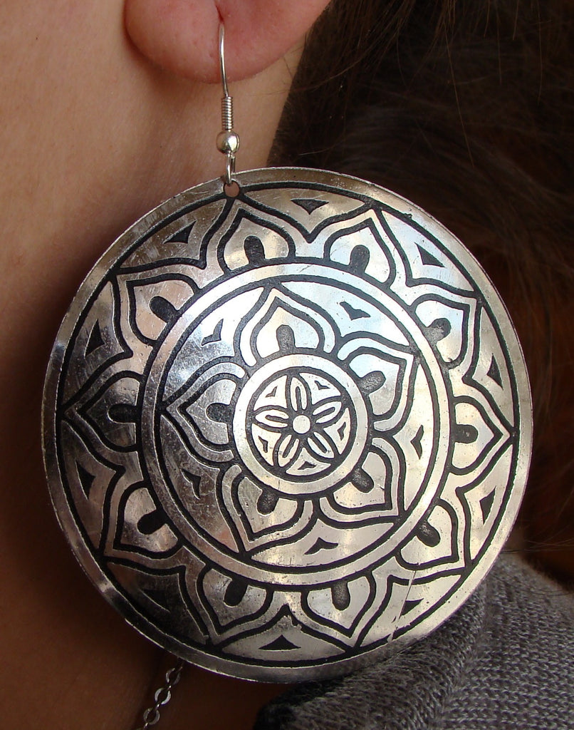  BOUCLES OREILLE MANDALA ARTISANAT INDE