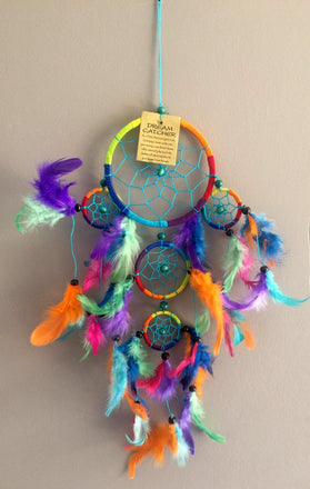 CAPTEUR de REVE ATTRAPE REVE DREAMCATCHER MULTICOLORE PERLES en BOIS