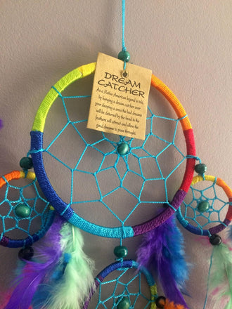 CAPTEUR de REVE ATTRAPE REVE DREAMCATCHER MULTICOLORE PERLES en BOIS