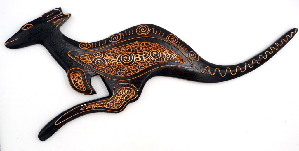 Kangourou aborigène en bois artisanat Australie