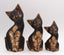 Famille de 3 chats et chaton en bois et coquille d'oeuf