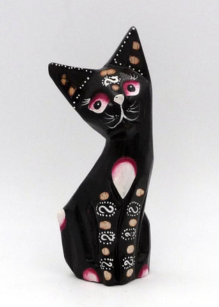 Chat en bois peint rtisanat Bali 11 cm