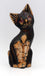 Chat en bois peint et coquille d'oeuf artisanat Indonésie 12,5 cm