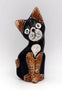Chat en bois peint déco ethnique 12,5 cm Batubulan
