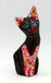 Chat rouge en bois peint artisanat Bali 11 cm