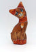 Chat marron en bois peint artisant Bali 12 cm