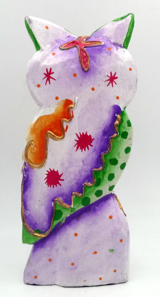 Chouette hibou multicolore en bois peint 20,5 cm Canggu