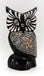 Chouette hibou en bois motif fleur déco ethnique 14,5 cm