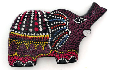 Magnet aimant  éléphant en bois peint aborigène