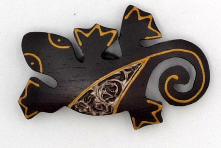 Magnet aimant gecko lézard margouillat en bois