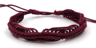 Bracelet de l'amitié unisexe réglable en 100 % coton bordeaux