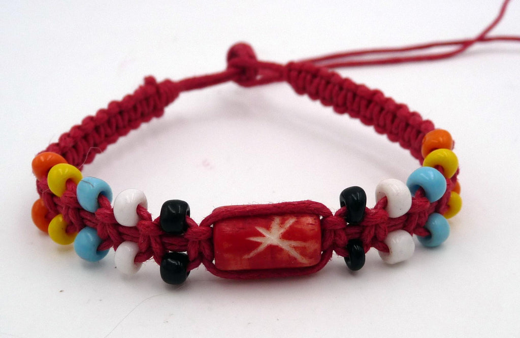  BRACELET EN COTON CIRÉ ET PERLES