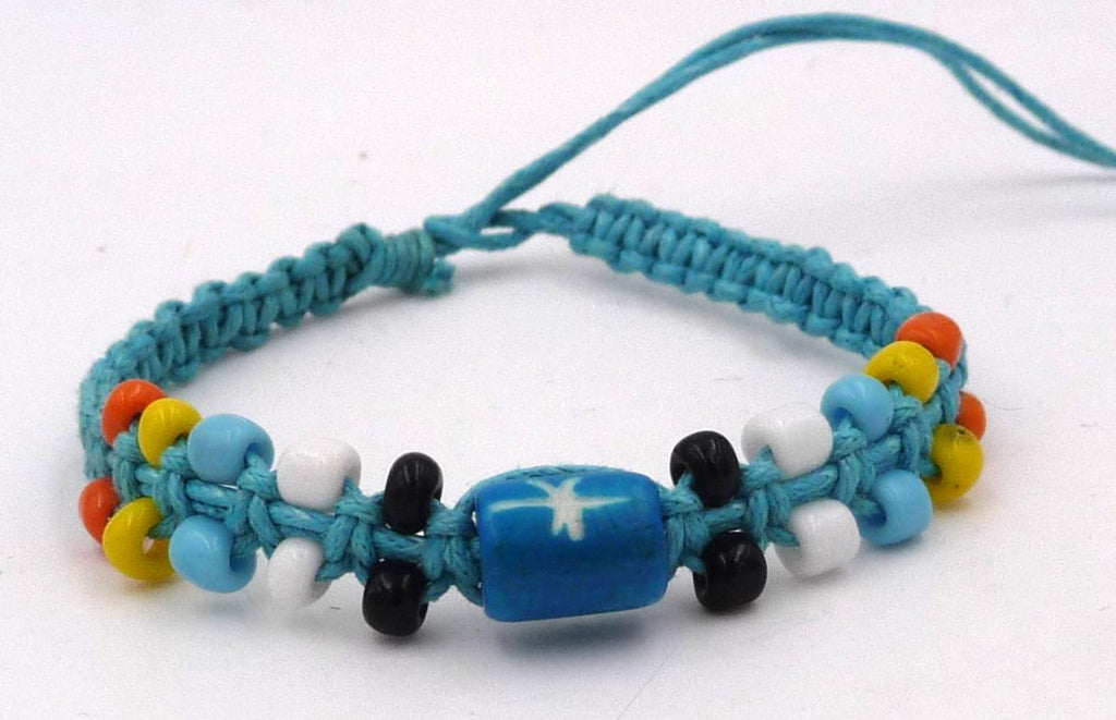  BRACELET EN COTON CIRÉ ET PERLES