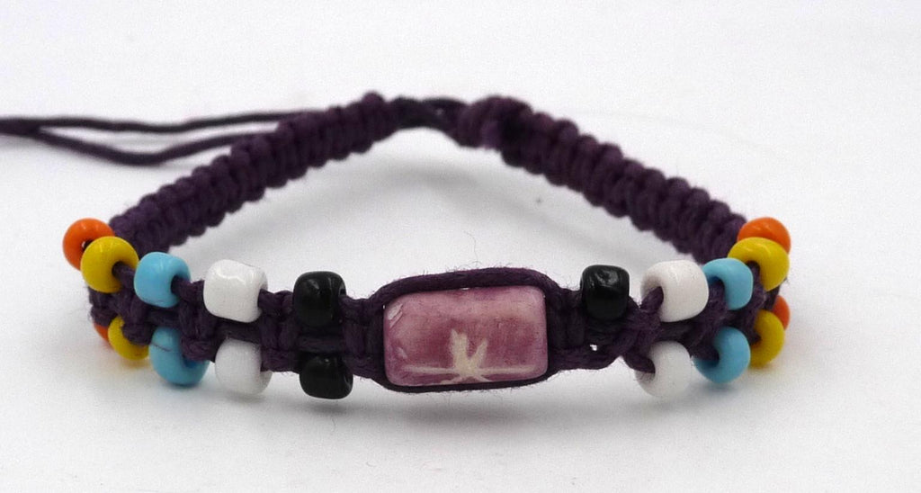  BRACELET EN COTON CIRÉ ET PERLES