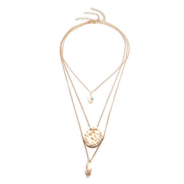Ensemble de 3 colliers superposés en coquillages cauris - Bohème et élégant