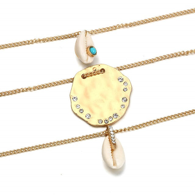 Ensemble de 3 colliers superposés en coquillages cauris - Bohème et élégant