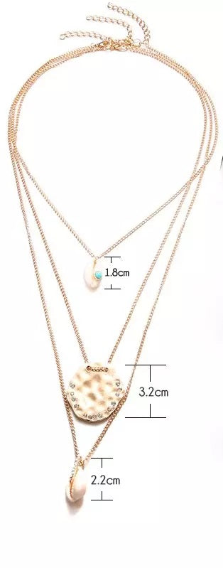 Ensemble de 3 colliers superposés en coquillages cauris - Bohème et élégant