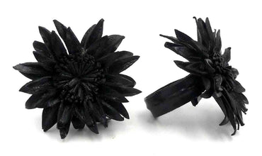  BAGUE EN CUIR FLEUR NOIRE TAILLE RÉGLABLE
