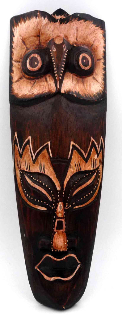 Masque ethnique Africain chouette en bois d'albésia