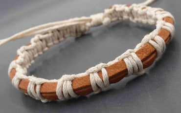 Bracelet en cuir et coton