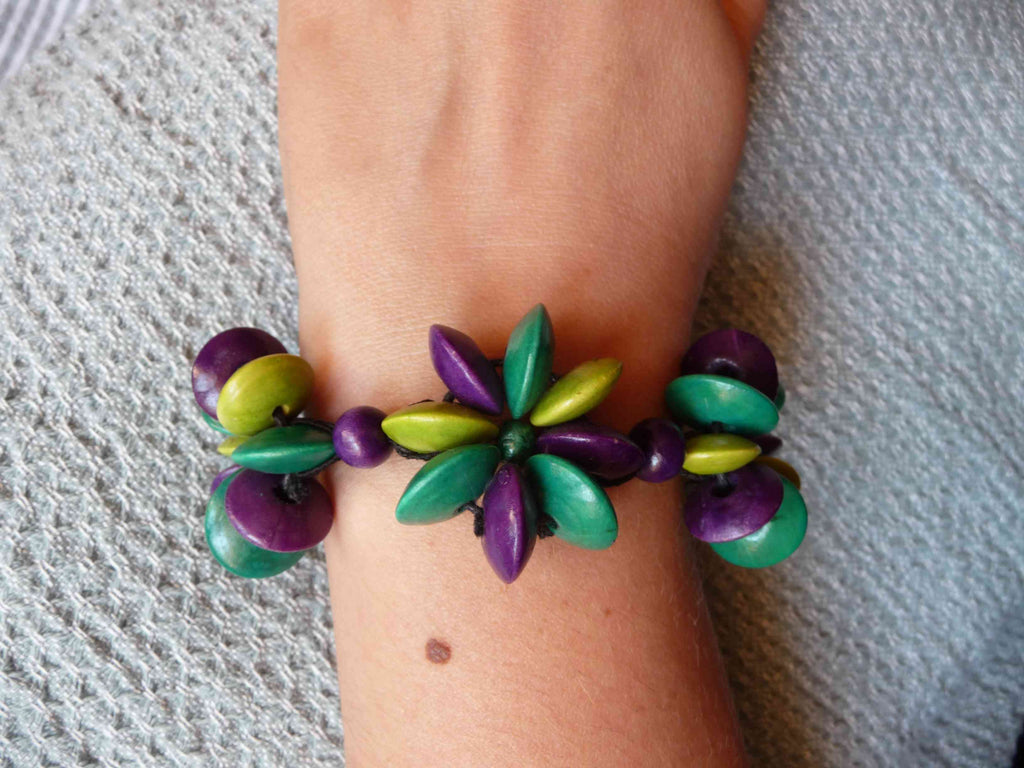  BRACELET FLEUR EN BOIS DE MANGUIER ARTISANAT BALI