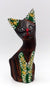 Chat vert en bois peint museau rouge 11 cm Busungbiu