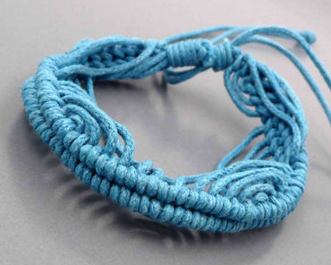Bracelet Brésilien amitié bleu turquoise 100 % coton